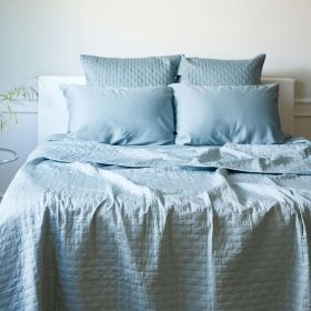 BedVoyage Luxury 100% viscose from Bamboo Quilted Coverlet, Queen - Sky