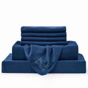 Navy Blue Bambusa 7-Piece Sheet Set (Option: KingNavy Blue)