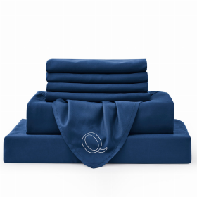 Navy Blue Bambusa 7-Piece Sheet Set (Option: QueenNavy Blue)