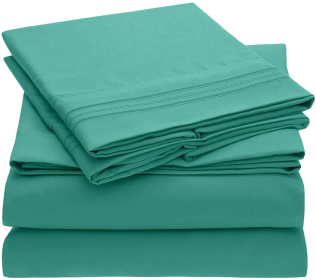 200 Embroidery Soft Sheet Set Wrinkle Resistant (Option: TwinTeal Blue)