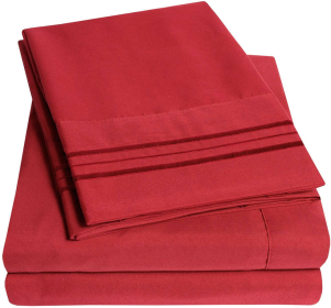 Embroidery Soft Cozy Sheet Set Wrinkle Resistant (Option: TwinRed)