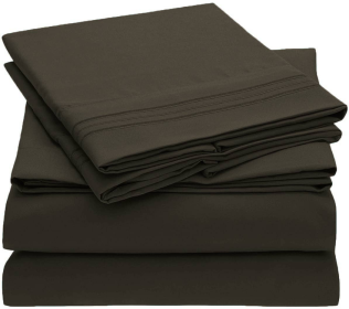 Embroidery Soft Sheet Set Wrinkle Resistant (Option: Cal-KingBrown)