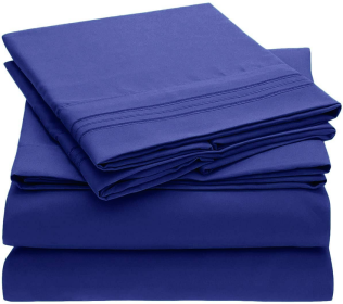 Embroidery Soft Sheet Set Wrinkle Resistant (Option: Cal-KingDark Blue)