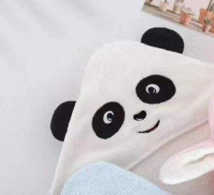 Coral Fleece Three-dimensional Cartoon Bath Towel Children Hoodie Cloak (Option: Panda-80x80cm)