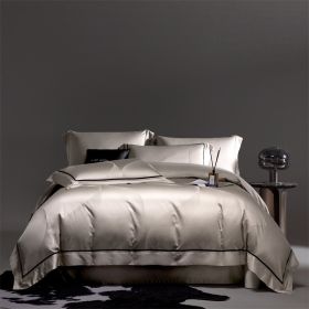 160S Horse Cotton Jacquard Four Piece Set Cotton Bed Sheet And Duvet Cover (Option: Gold-200x230cm)