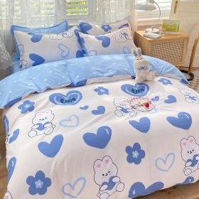 Student Dormitory Single Duvet Cover Autumn And Winter (Option: Blue Heart Bunny-1.8bed)