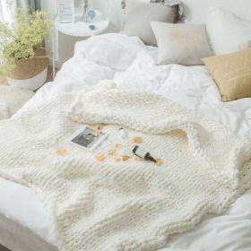 Sofa Lunch Break Knitted Office Nap Blanket (Option: White-130x160cm)